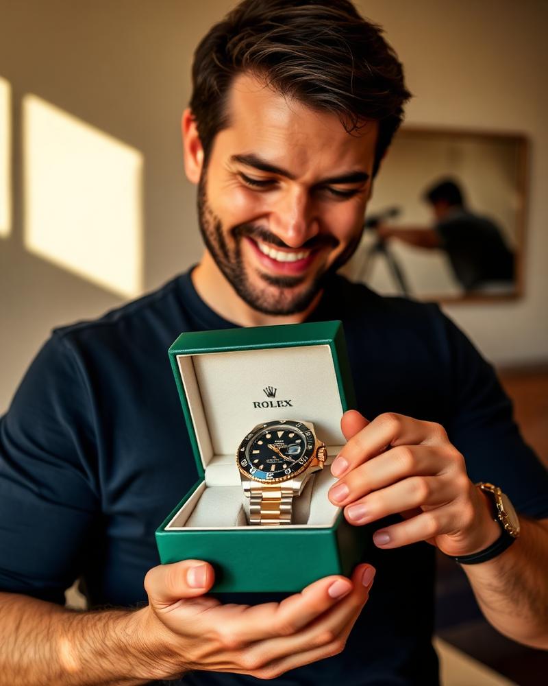 James receiving a Rolex Submariner